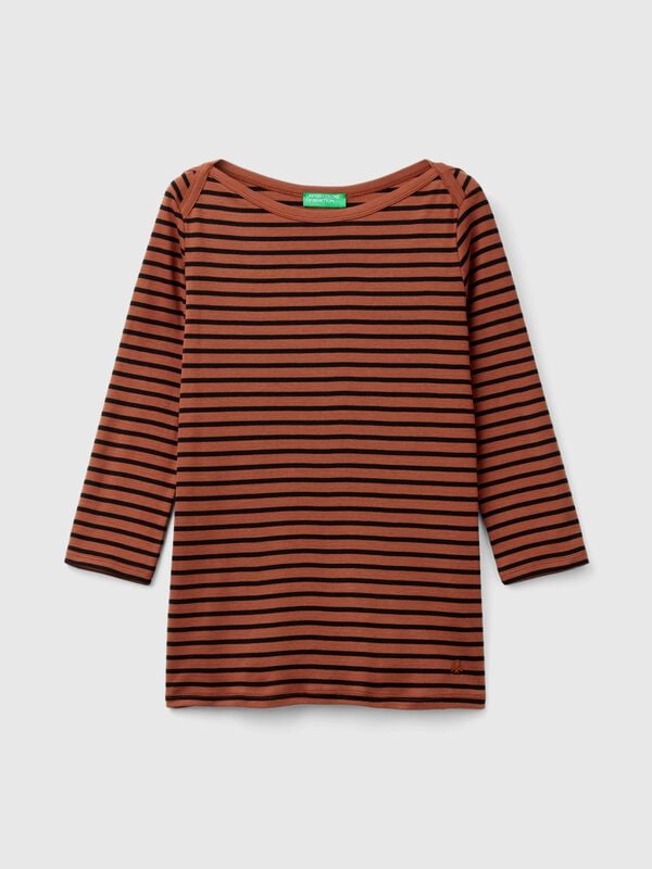 Camiseta de manga francesa de rayas de 100 % algodón Camiseta de manga francesa de rayas de 100 % algodón Mujer