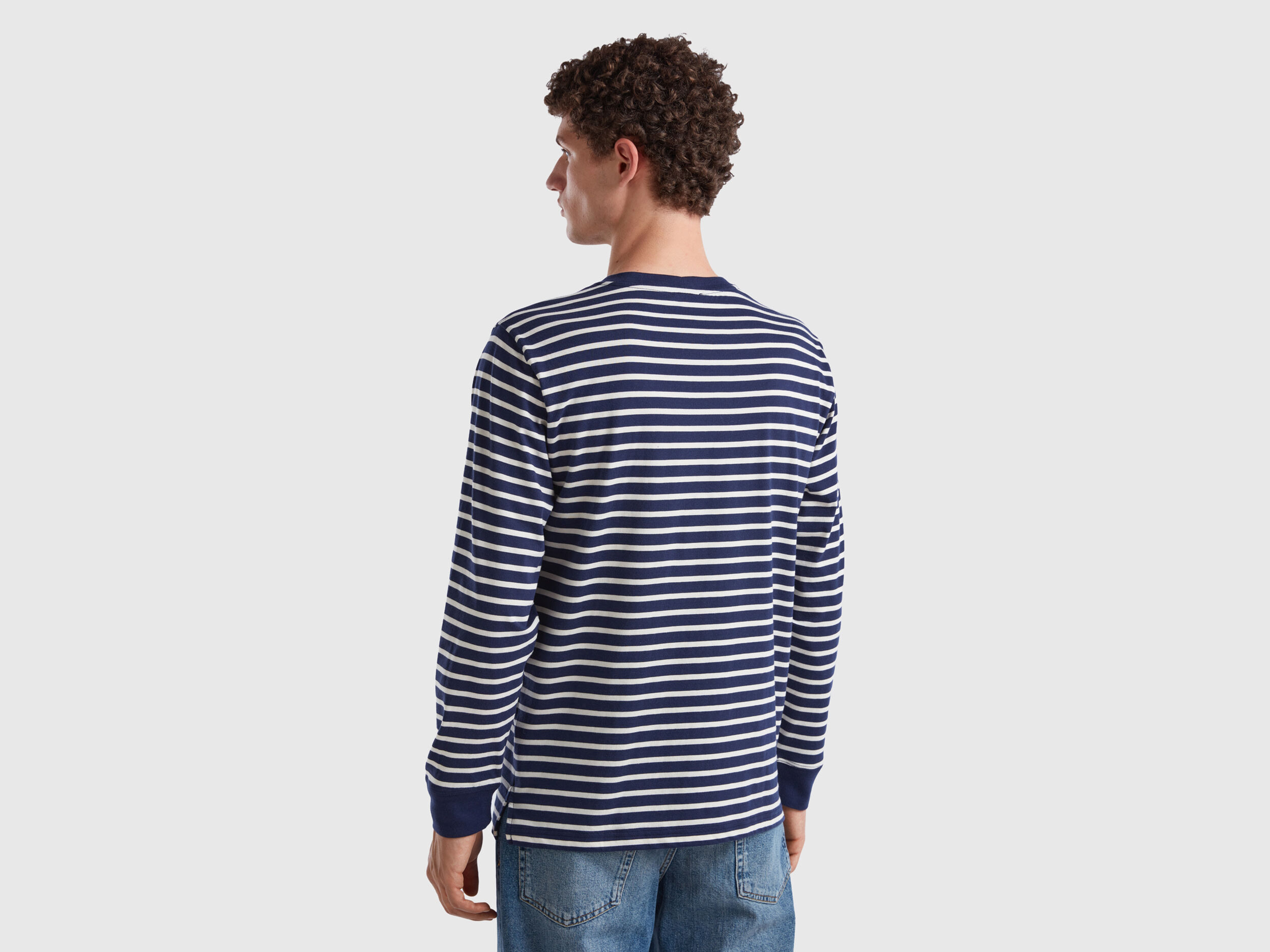 Camiseta de manga larga de rayas Azul Benetton