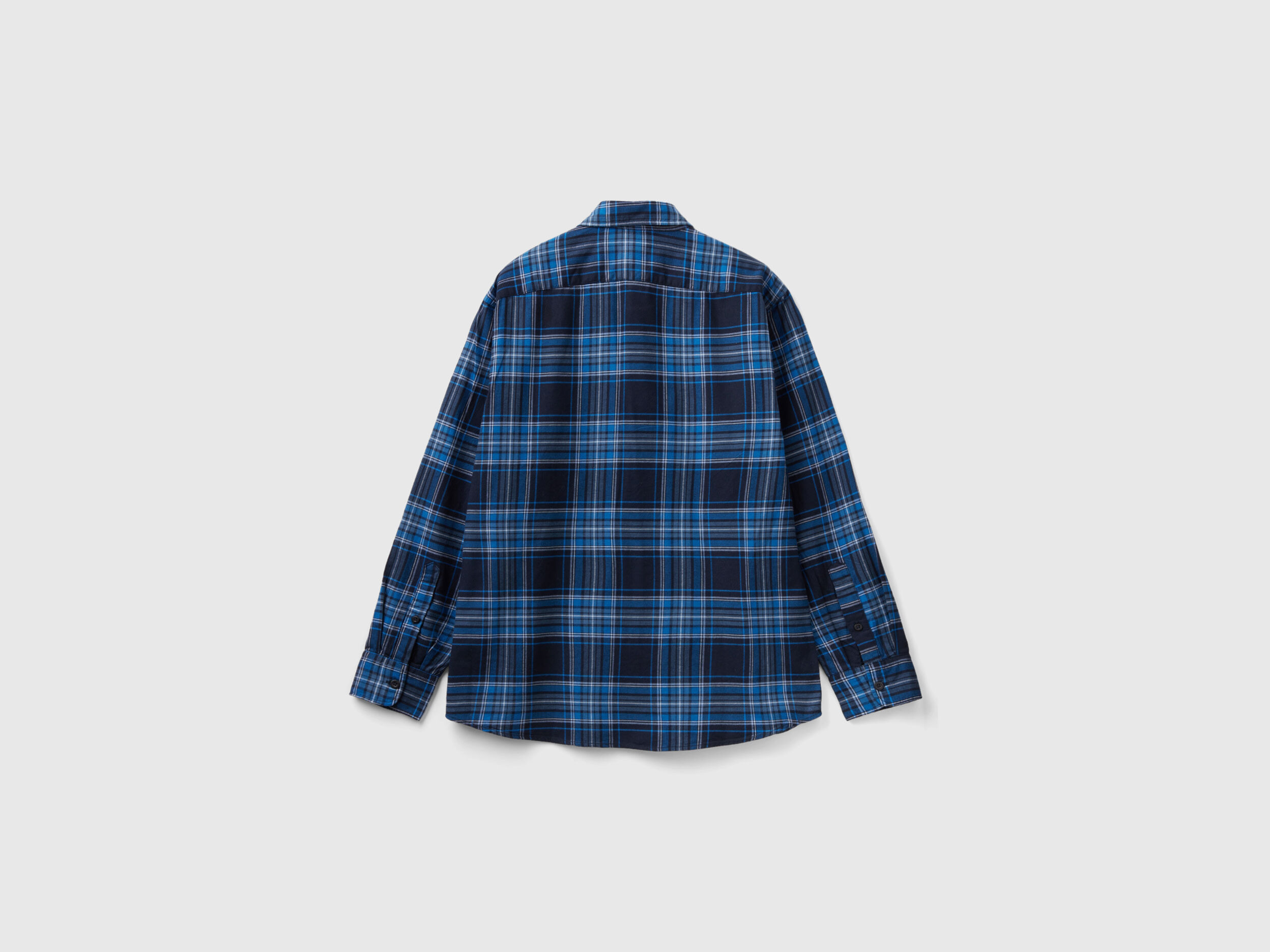 Camisa de franela de cuadros Azul Oscuro Benetton