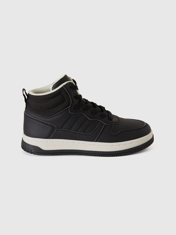 Sneakers altas de tejido revestido y malla Niño