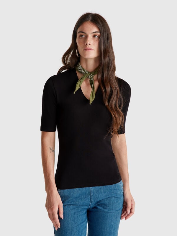 Camiseta slim fit de algodón de fibra larga Mujer