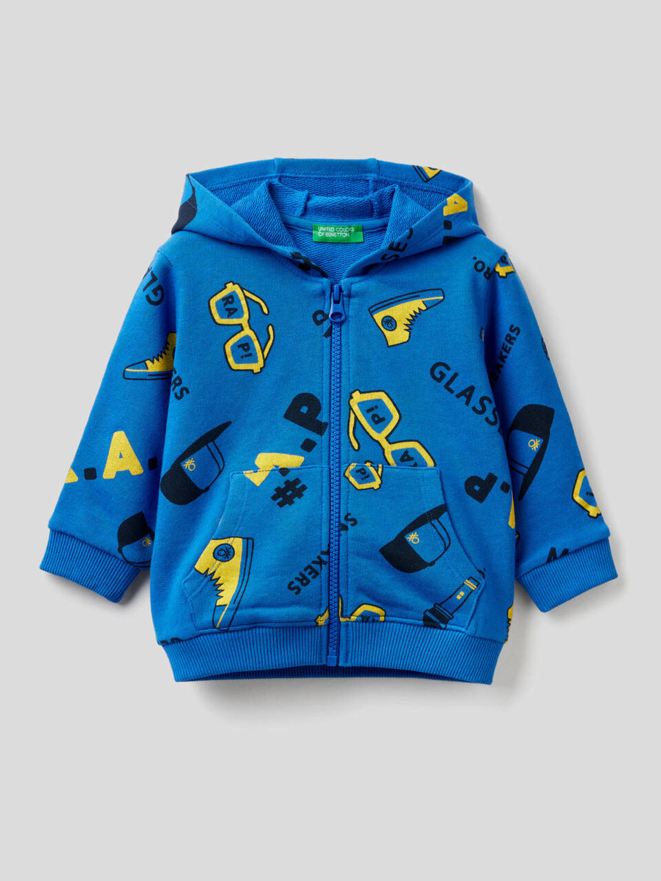 Sudadera estampada con cremallera y capucha image number 1