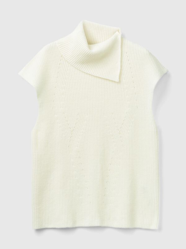 Chaleco largo con cuello alto Mujer