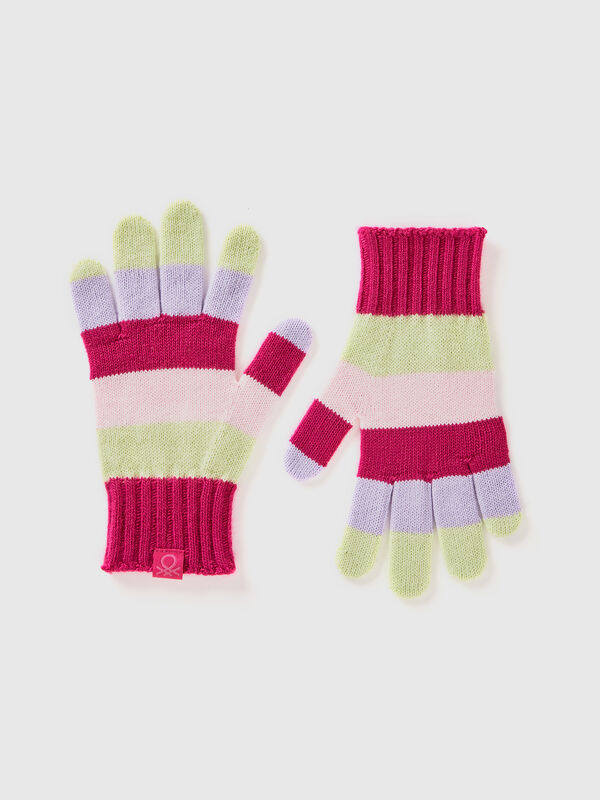 Guantes de punto con rayas Niño