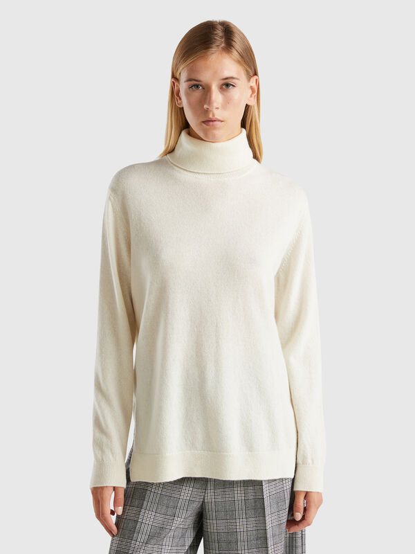 Jersey oversize de cuello cisne de 100 % cachemir Mujer