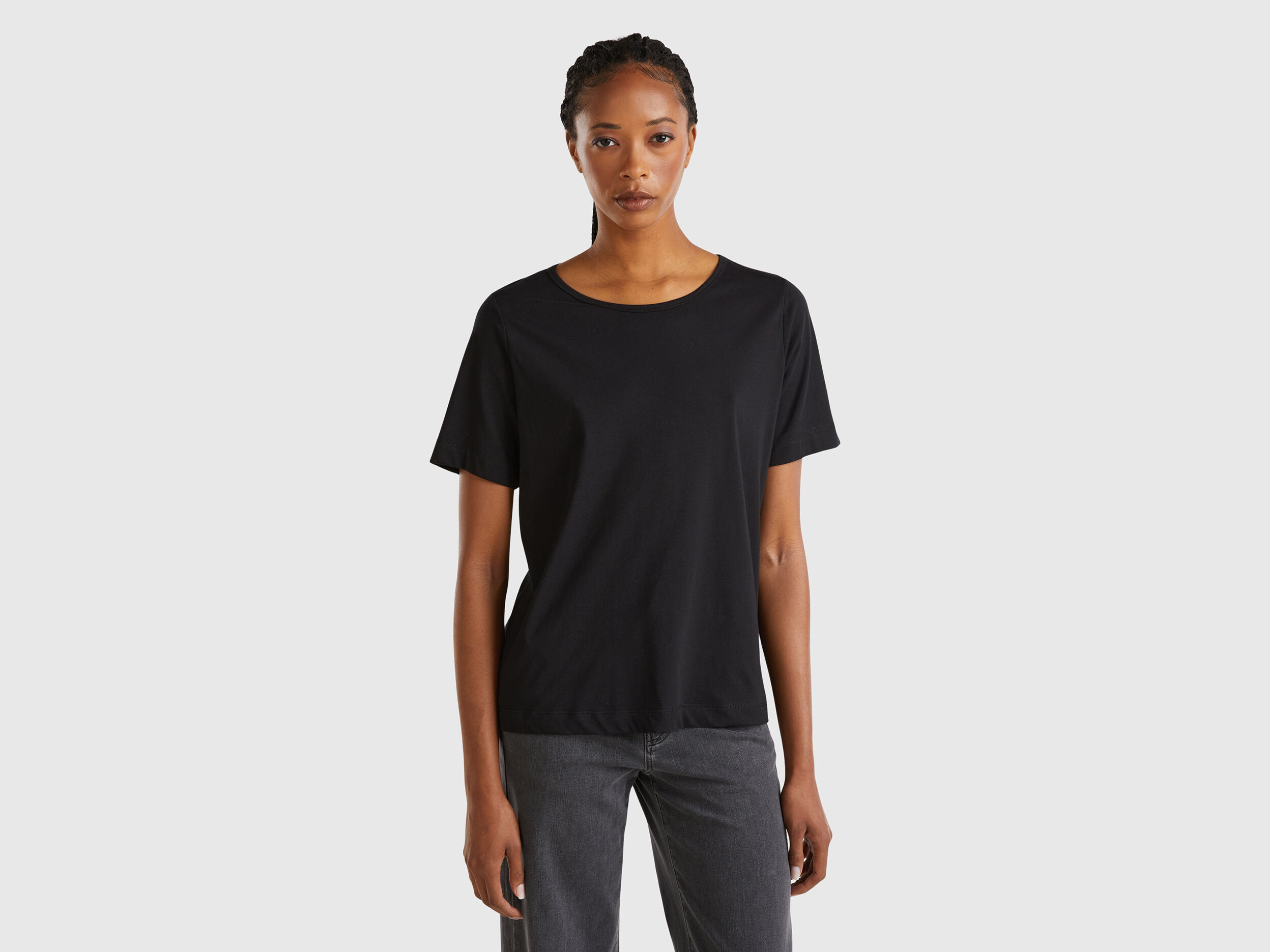 Camiseta negra de manga corta Negro Benetton