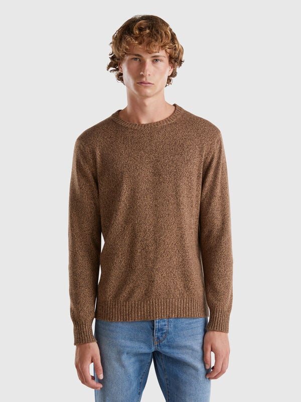 Jersey de cuello redondo en mezcla de lana y cachemir Hombre