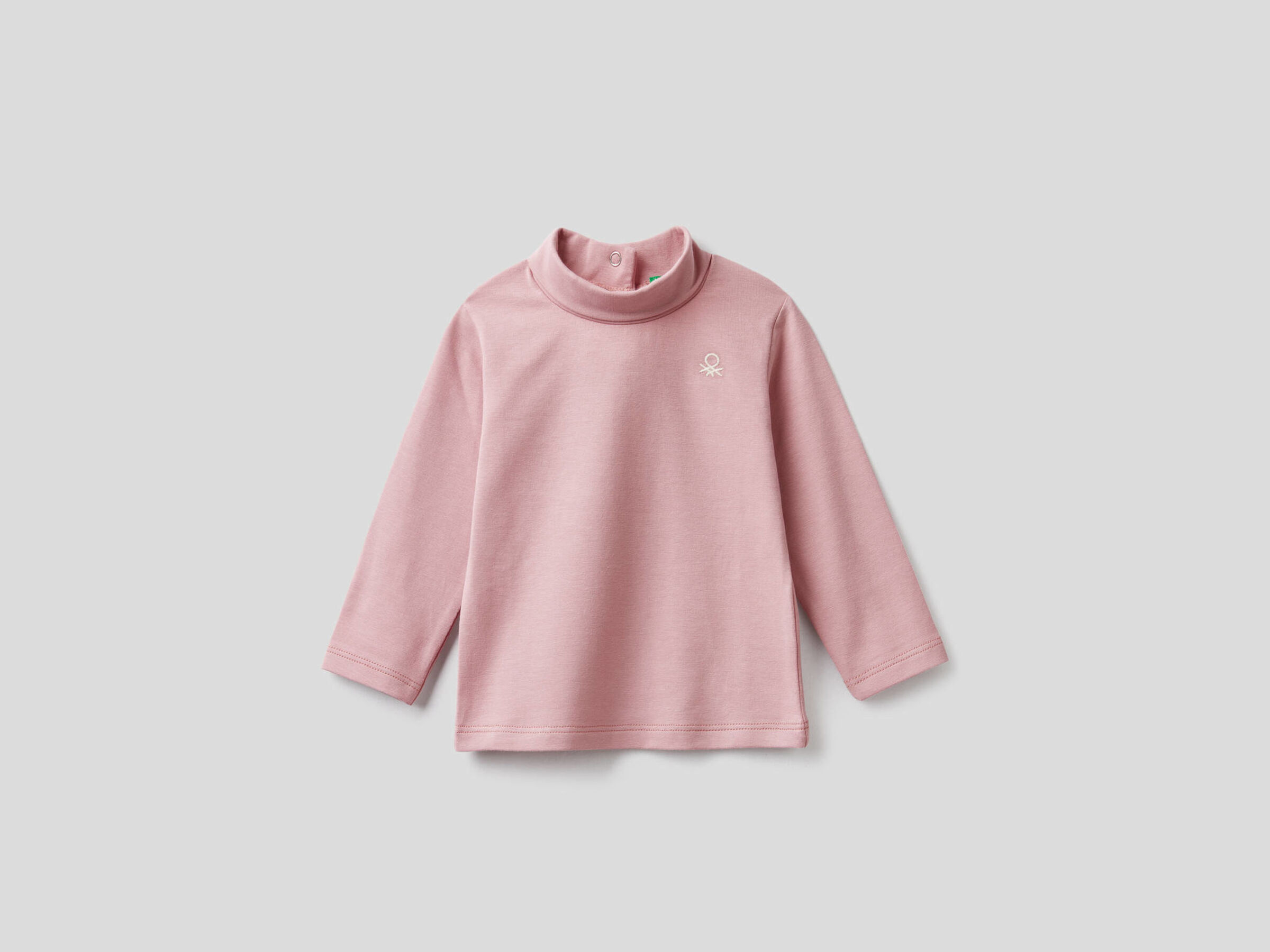 Camiseta de algodón elástico de cuello alto image number null