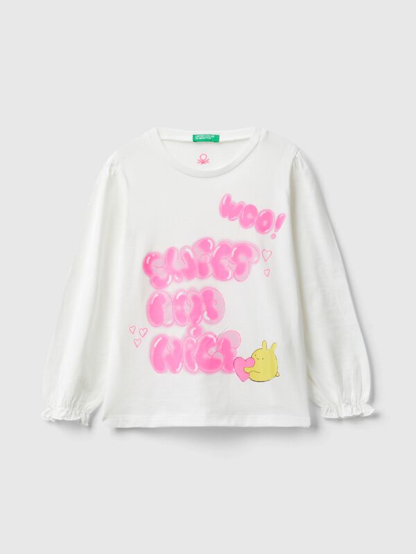 Camiseta en algodón bio con estampado glitter Niña