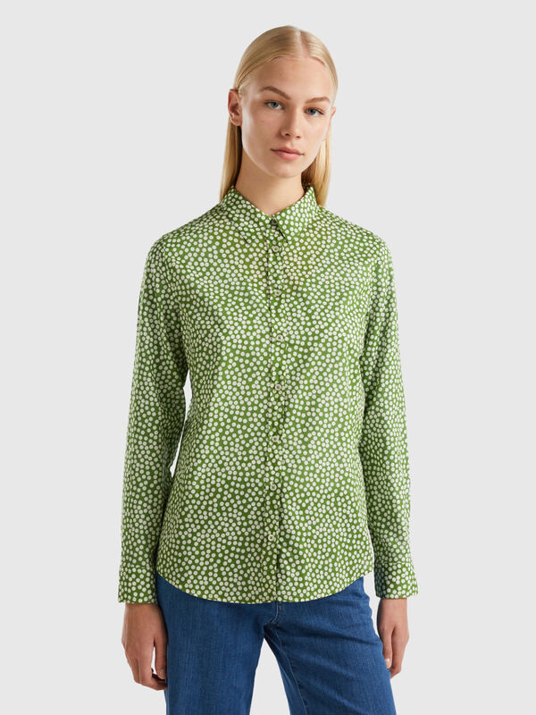 Camisa verde con lunares blancos Mujer