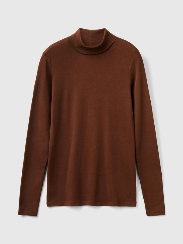 Camiseta de manga larga con cuello alto Camiseta de manga larga con cuello alto Mujer