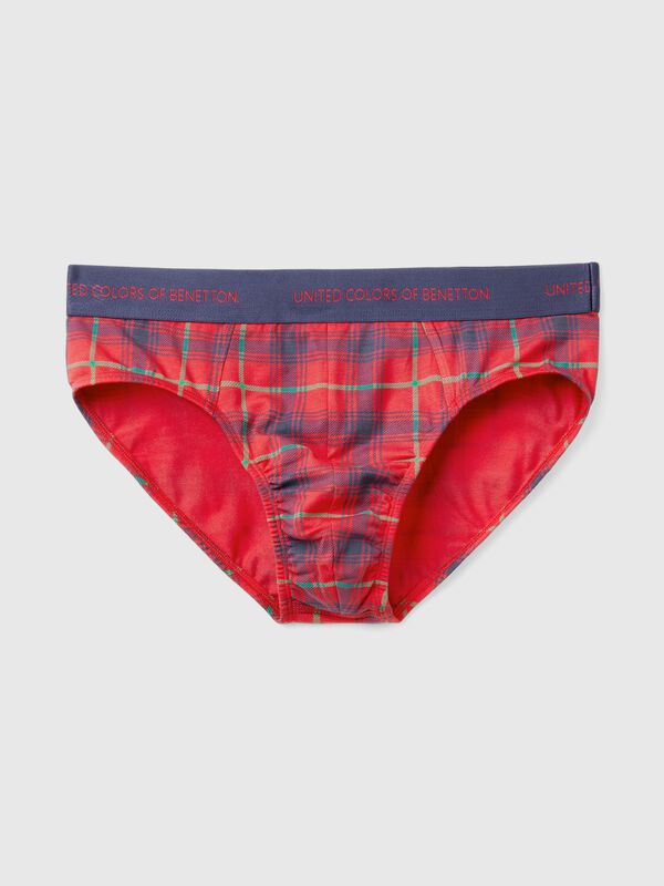 Slip de tartán rojo y azul Hombre