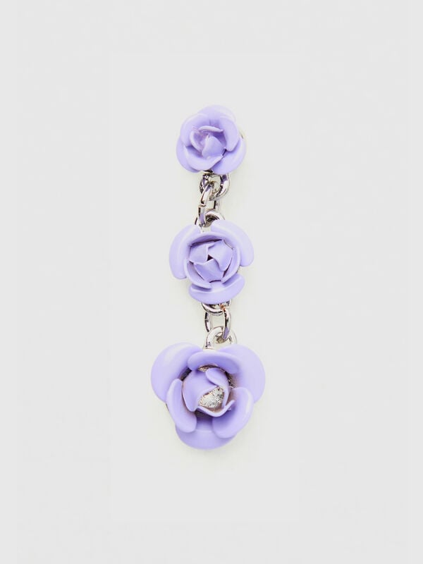 Pendientes largos con rosas Mujer