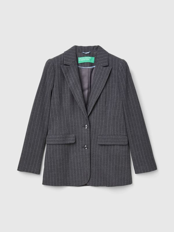 Blazer de raya diplomática de viscosa mixta Mujer
