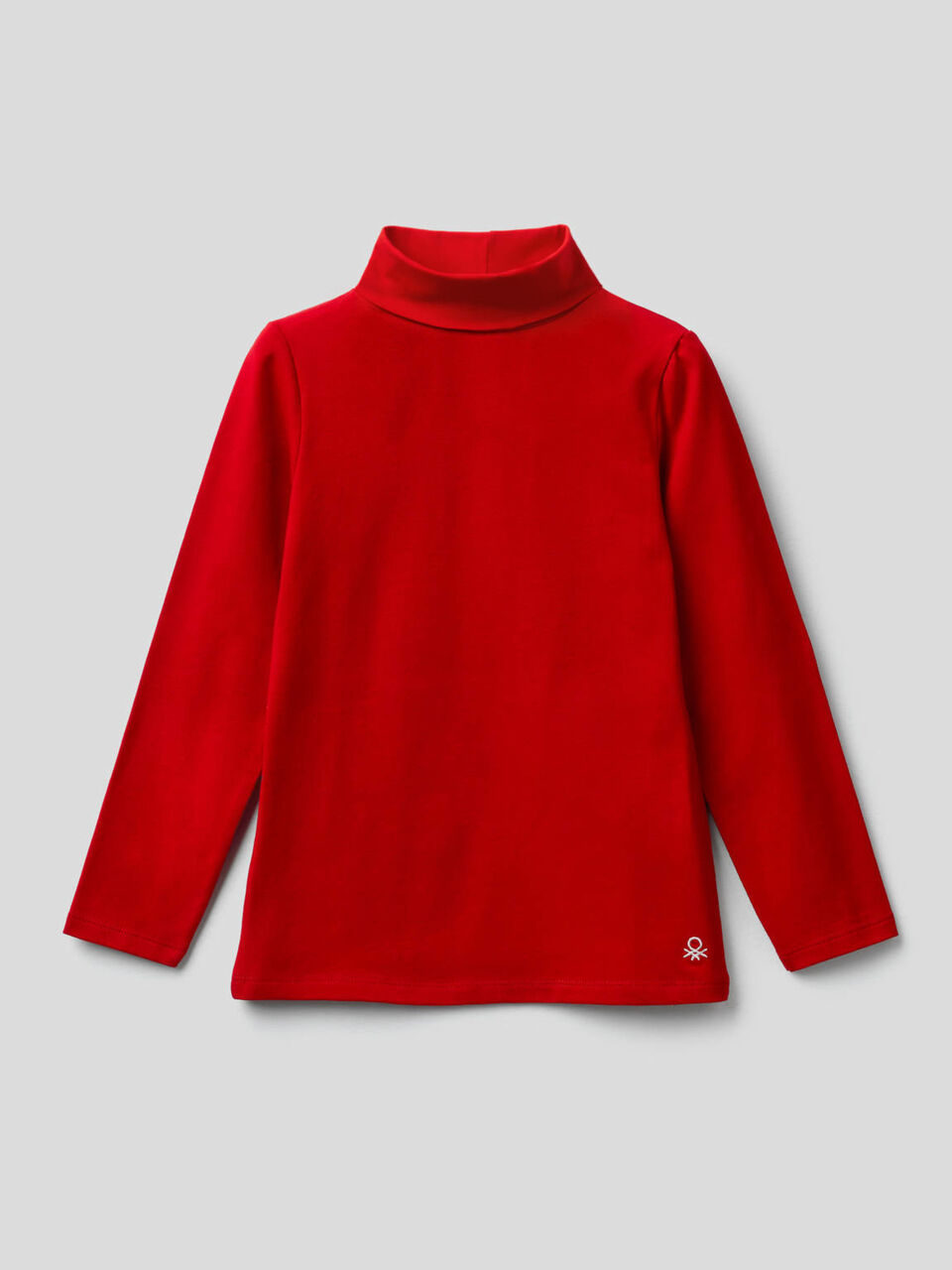 Camiseta de algodón elástico de cuello alto image number 1