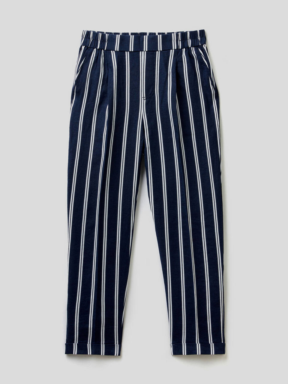 Pantalón de 100% lino con estampado image number 1