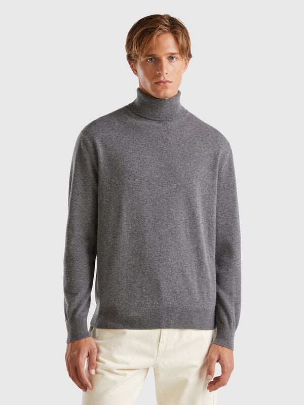 Jersey de cuello cisne gris oscuro de 100 % cachemir Hombre