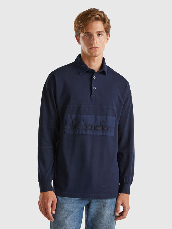 Polo de rugby de 100 % algodón Hombre