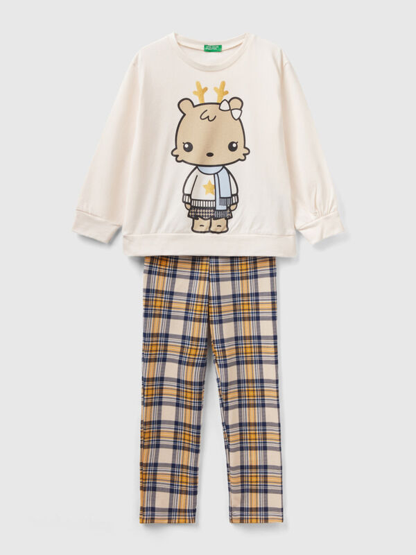 Pijama largo con estampado de mascotas Niña