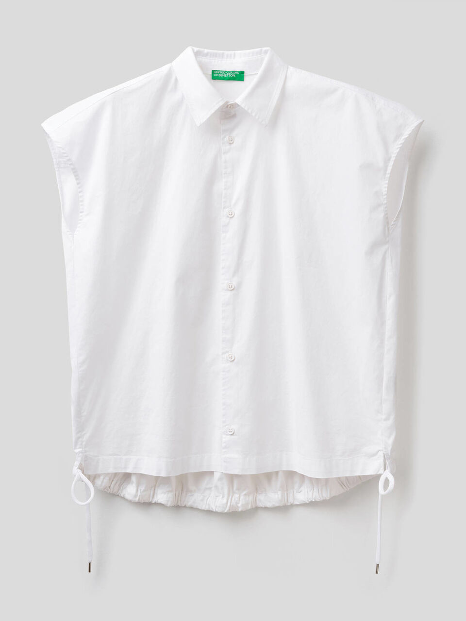 Blusa de algodón elástico con cordón de ajuste image number 1
