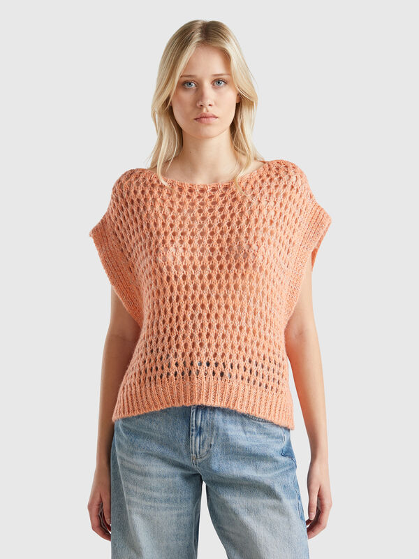 Chaleco de rejilla con lúrex Mujer