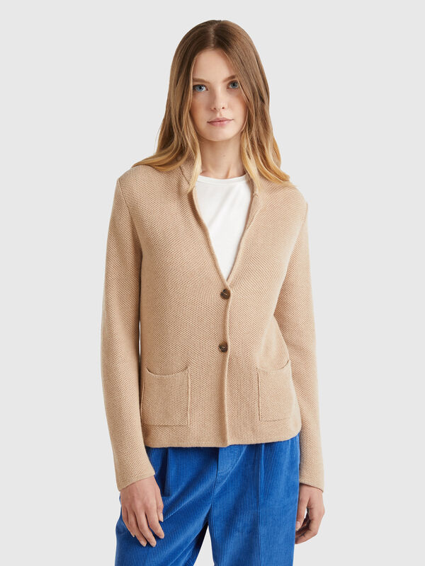 Chaqueta de punto en mezcla de lana y cachemir Mujer