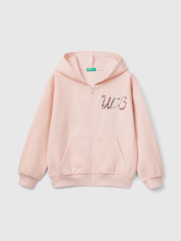Sudadera con cremallera y lentejuelas Niña