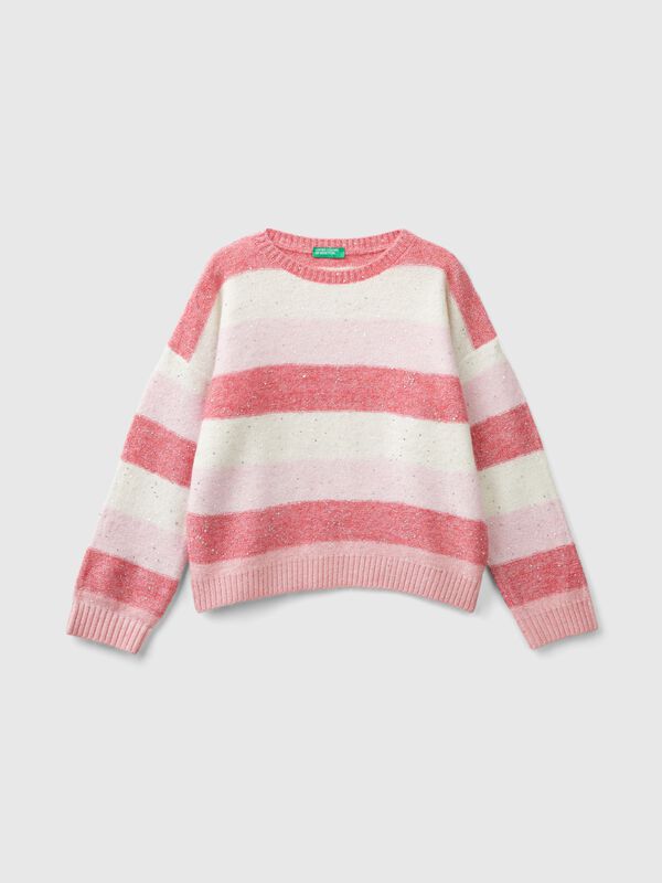 Jersey con tejido reciclado y lentejuelas Niña