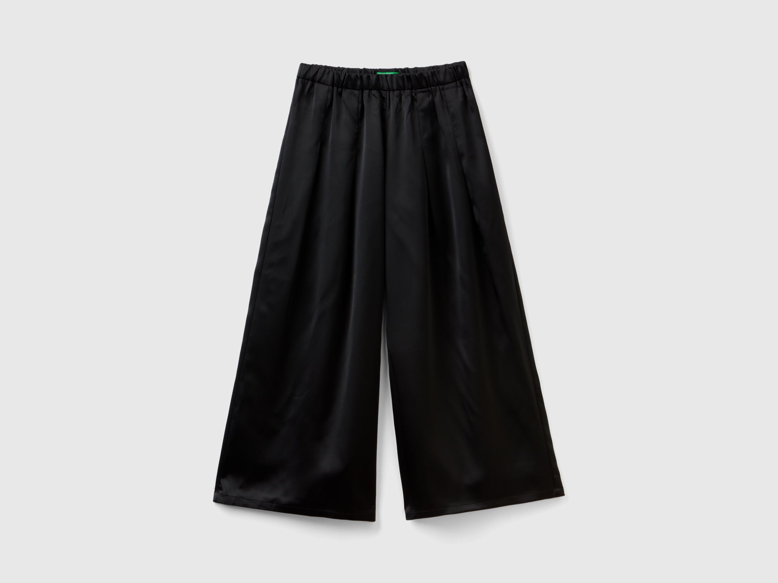 Pantalon palazzo de raso Negro Benetton
