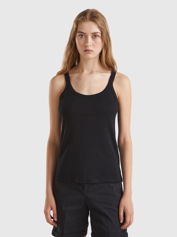 Camiseta de tirantes negra de 100 % algodón Mujer
