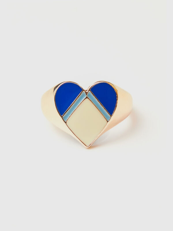 Anillo dorado con motivo de corazón Mujer