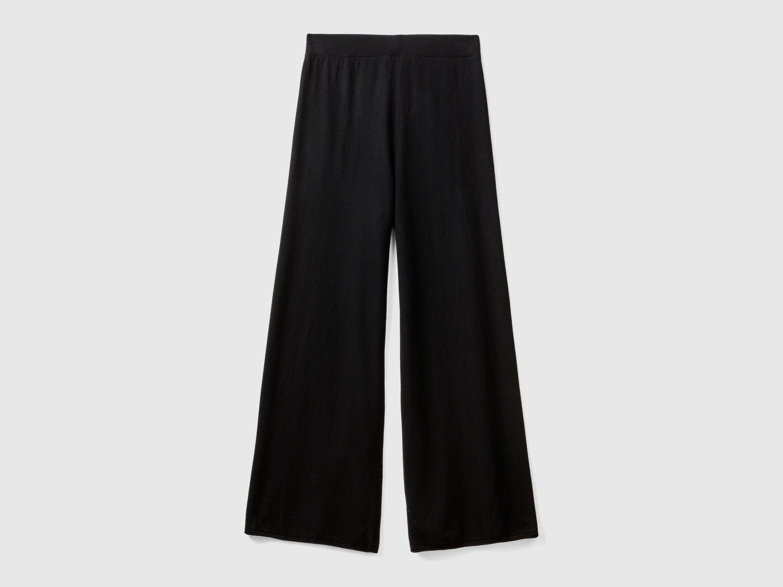 Pantalon amplio negro en mezcla de lana y cachemir Negro Benetton