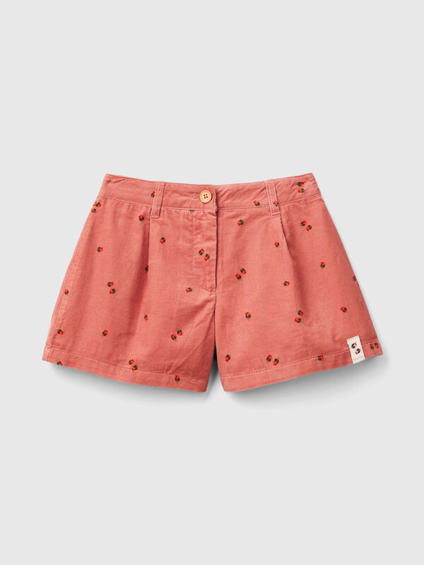 Pantalón de pana con estampado de rosas Niña