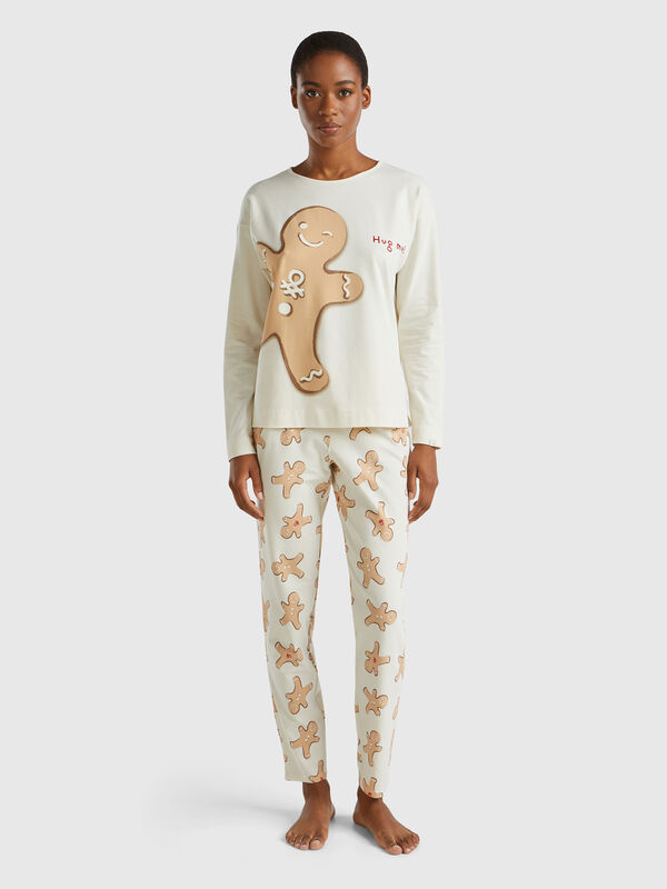 Pijama cálido con estampado de galleta Mujer