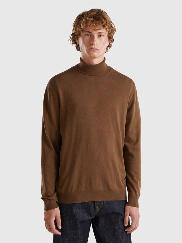 Jersey de cuello alto de algodón mixto ligero Hombre