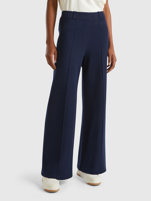 Pantalón palazzo de viscosa mixta Pantalón palazzo de viscosa mixta Mujer