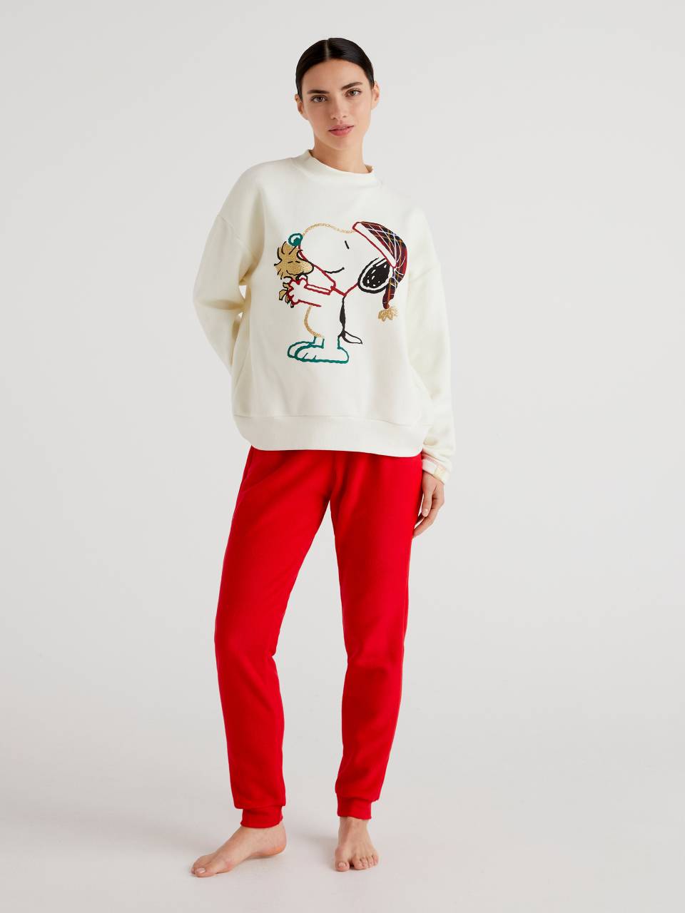 tarifa Ten confianza Bañera Pijama navideño de Snoopy en tejido polar - Vainilla | Benetton