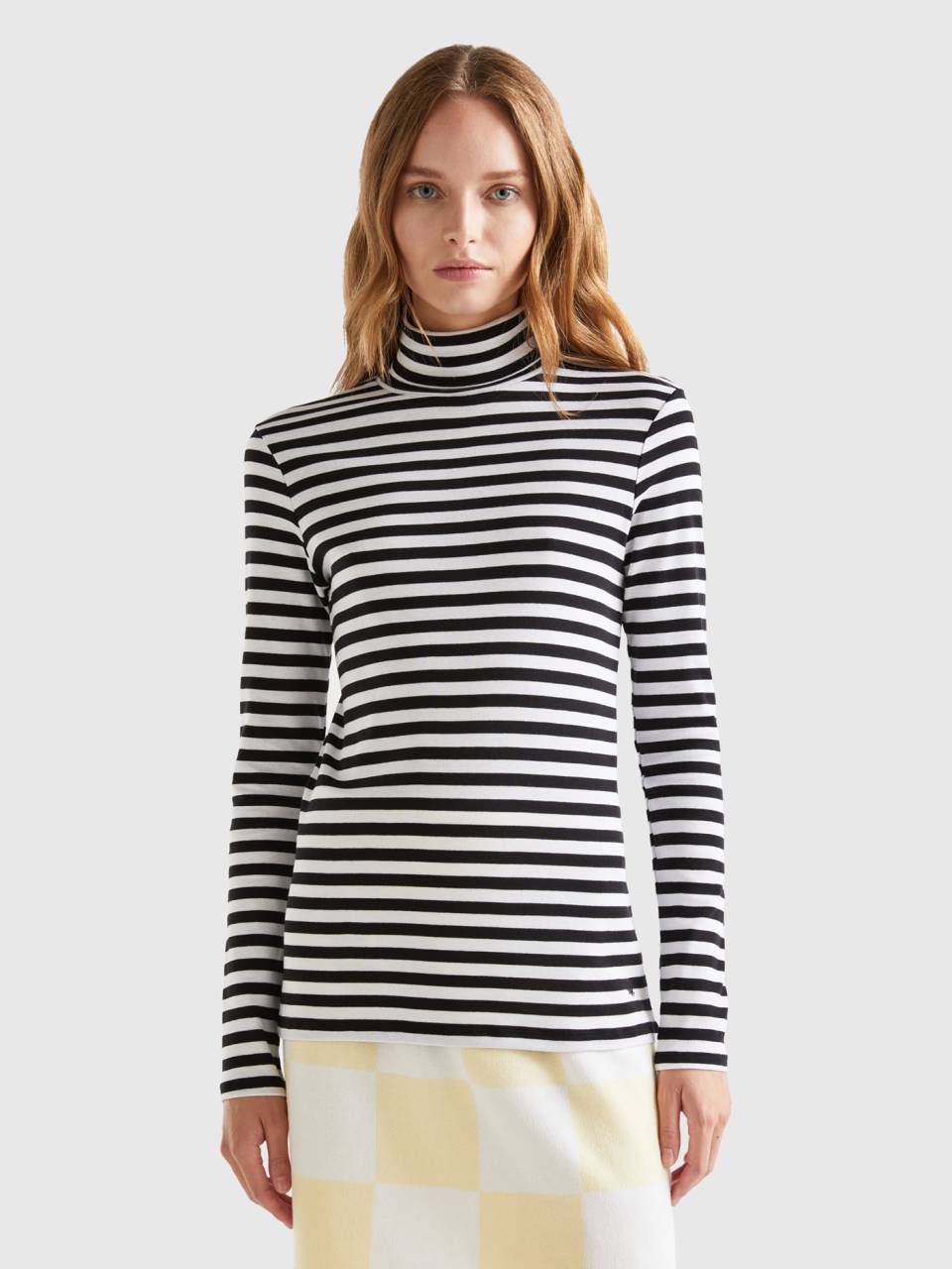 Camiseta de cuello alto rayas top