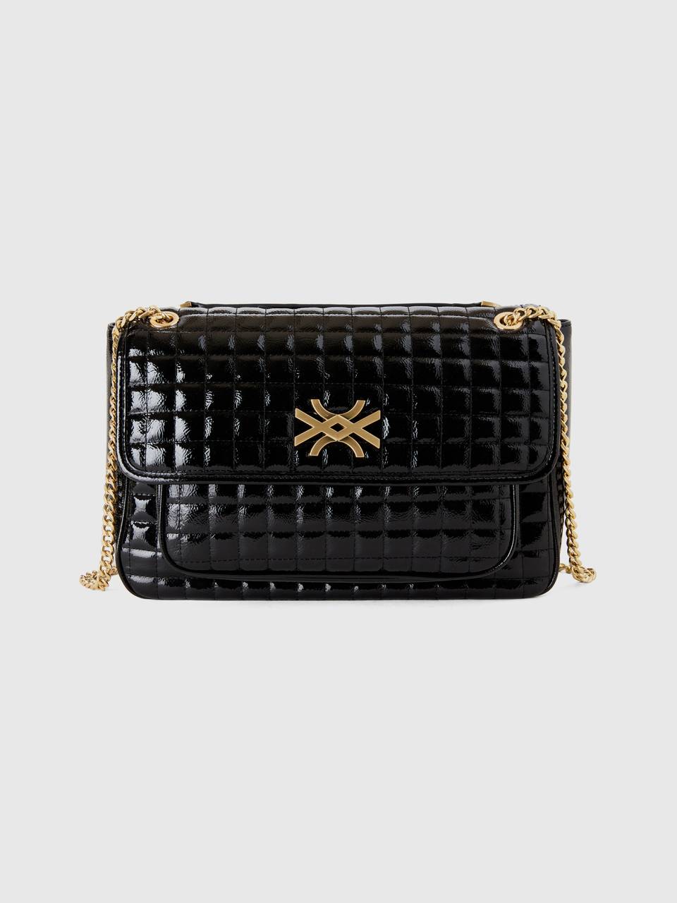 Bolso grande negro brillante Negro Benetton