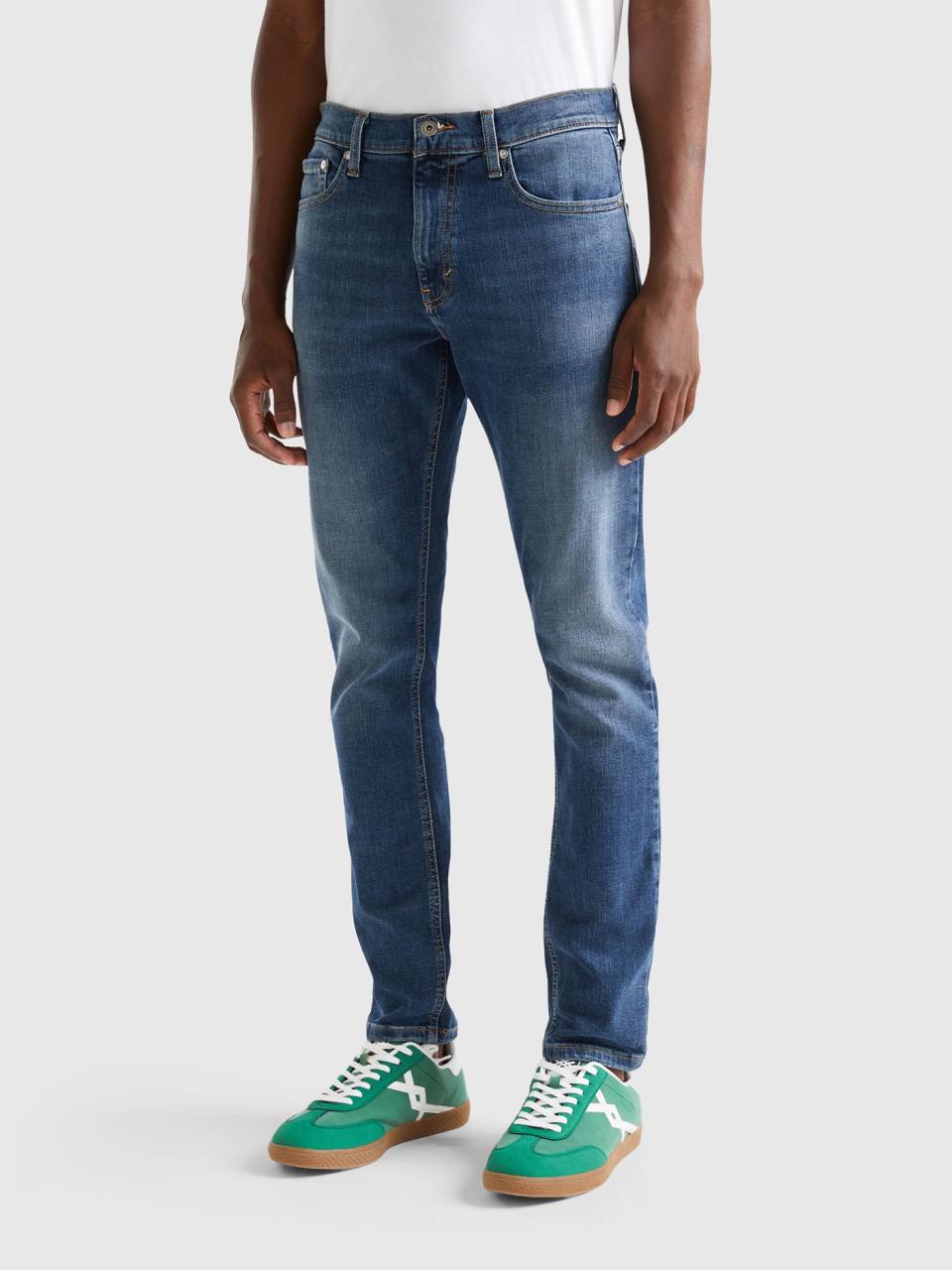 Vaqueros slim fit de tiro bajo Azul Benetton